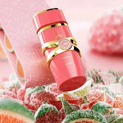 Yara Candy 100ml EDP Perfume by Lattafa - Top Notes: Green Mandarin, Blackcurrant Middle Notes: Strawberry Fizz Candy, Gardenia Base Notes: Sandalwood, Vanilla Syrup, Musk, Amber